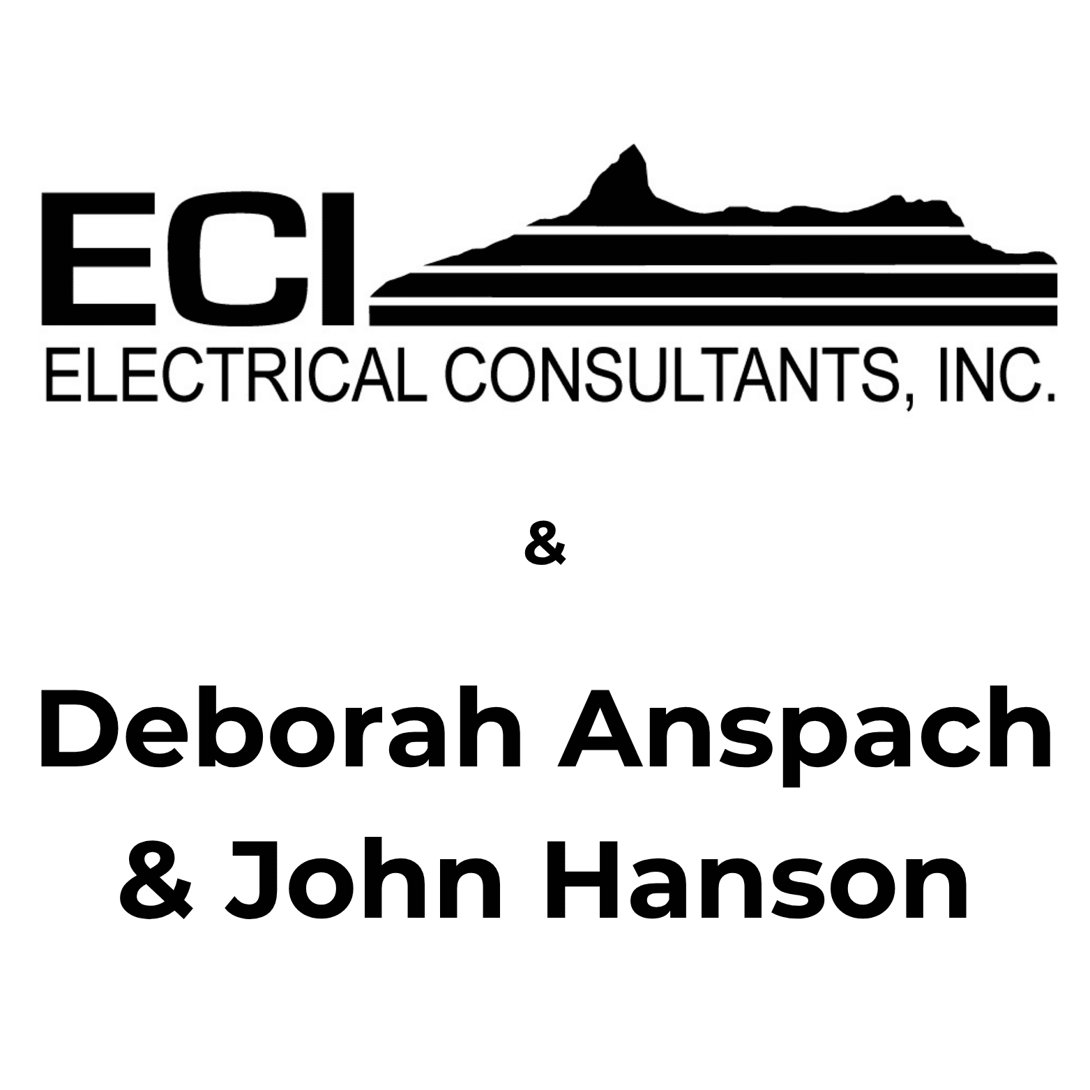 ECI Electrical Consultants, Inc. logo with a mountain graphic and the names Deborah Anspach and John Hanson by the title page